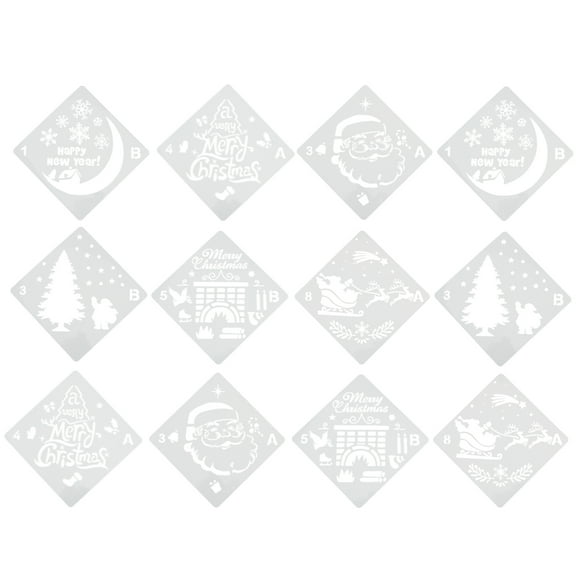 BERTDOMD 12 Pcs Creative Painting Templates Practical Christmas Painting Stencils (White)