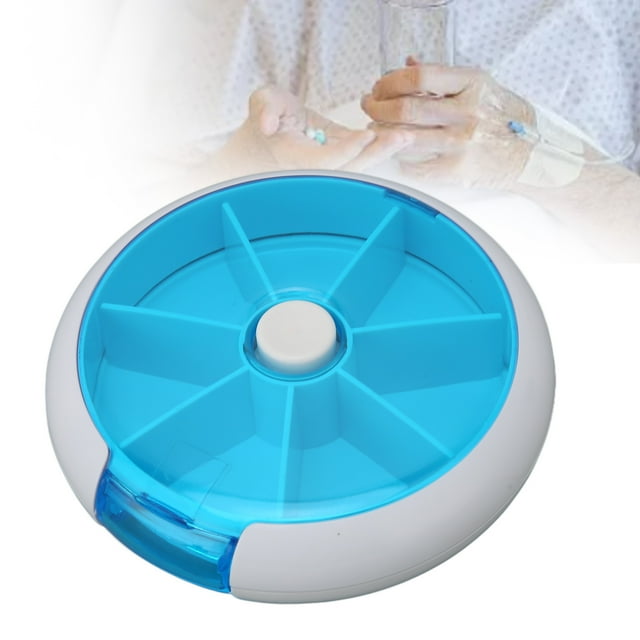 Organizador de Pídoras Semanales Giratorios, Organizador de Medicina de 7 Días de Compartimento Grande Forma Redonda para Tabletas de Calcio para Suplementos Vitaminas
