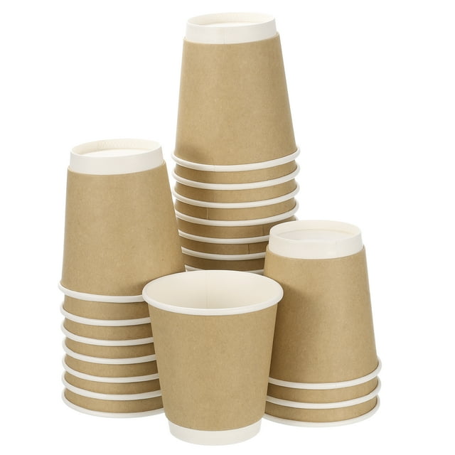 Vasos de papel kraft para café, paquete de 50, 10 oz x 90mm, vasos desechables de doble capa para agua, leche y jugo