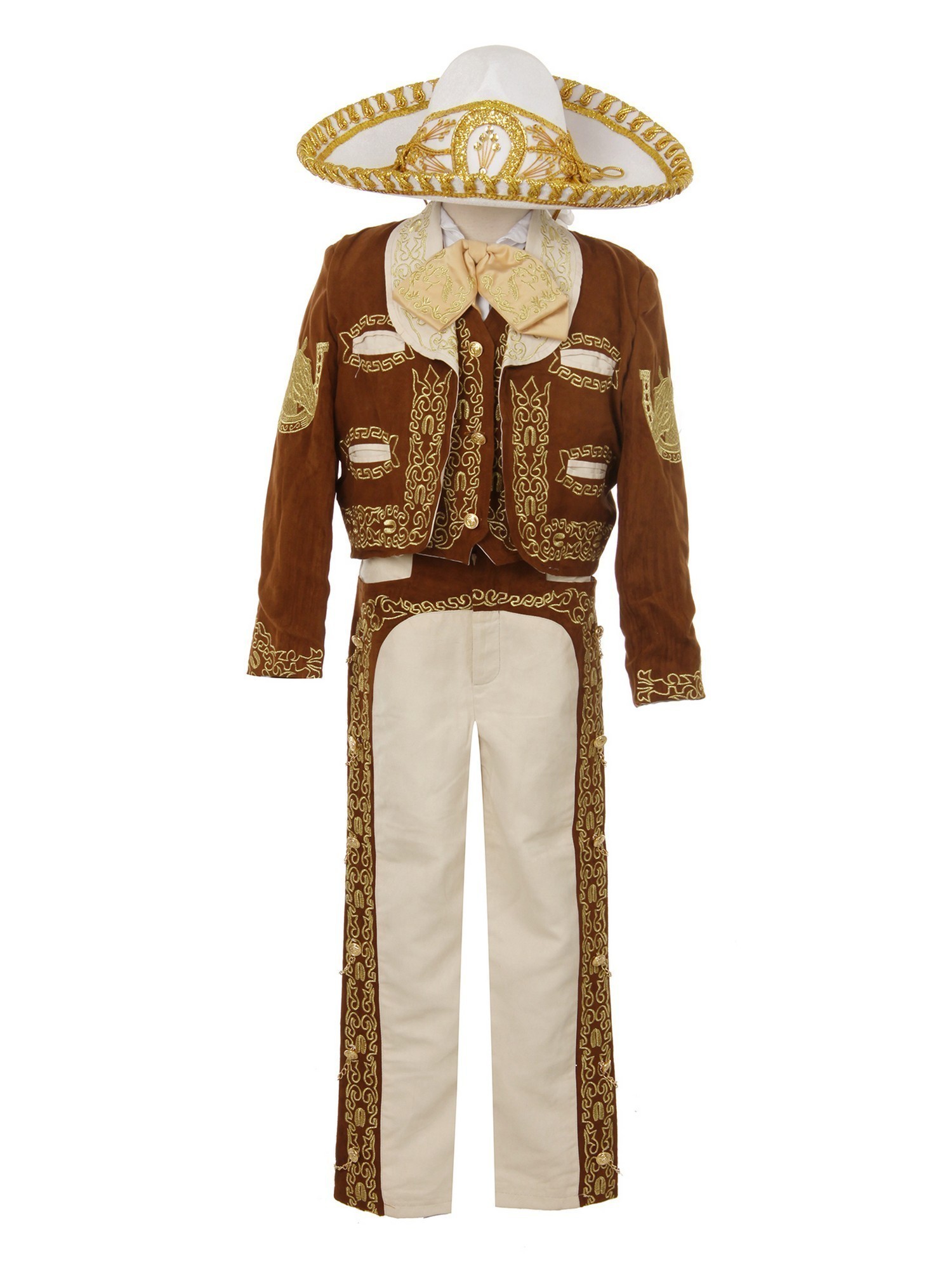 Rain Kids Big Boys Brown Gold Horse Embroidery Elegant 6 Pc Charro Suit ...