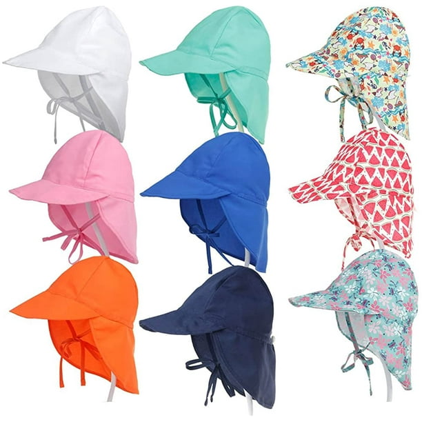 Yiailnter Baby Toddler Infant Kids Sun Hat Uv Protection Adjustable Cap Summer Beach Swim Hats With Chin Strap Neck Flap - Other
