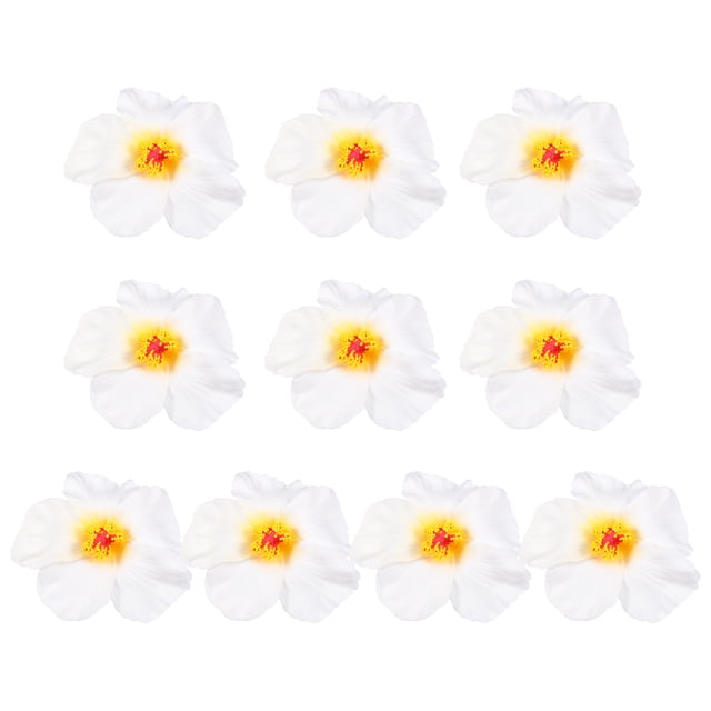 KAKOWELY 10 piezas de flores de hibisco, hermosa decoración, cabeza de flor artificial, flores hawaianas para bricolaje, flores para boda, fiesta hawaiana Luau