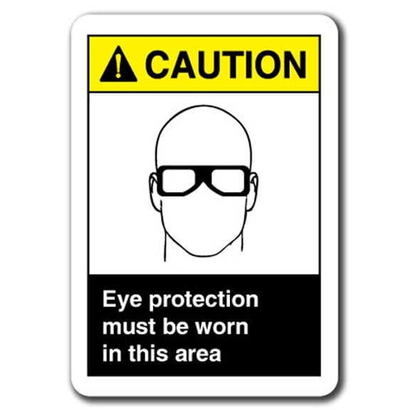 Caution Sign - Eye Protection Must Be Worn In This Area 7"x10" Plastic Safety Sign ansi osha