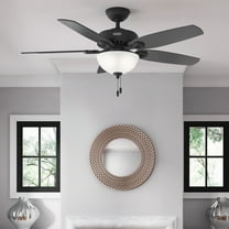 Hunter - Builder Indoor Ceiling Fan With Light, 52-inch, Matte Black, Traditional-style, 3-speed WhisperWind Motor, 52386, for living rooms, bedrooms, home offices, kitchens