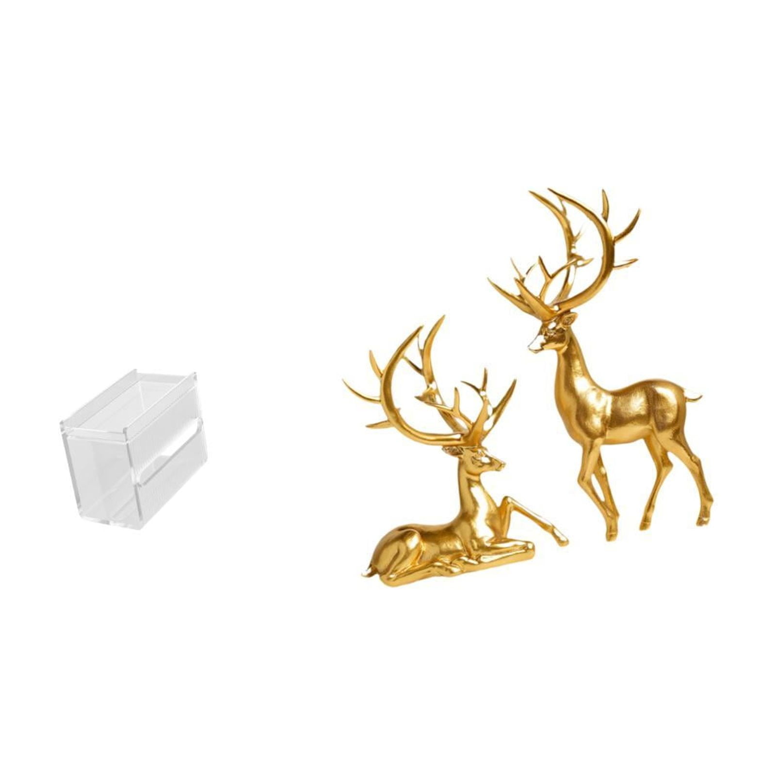 Fiocias Acrylic Toilet Paper Storage Box Modern Paper Towel Dispenser Wall Mounted Toilet Tissue Paper Holder Couple Deer Statues Decorative Sculptures Collec