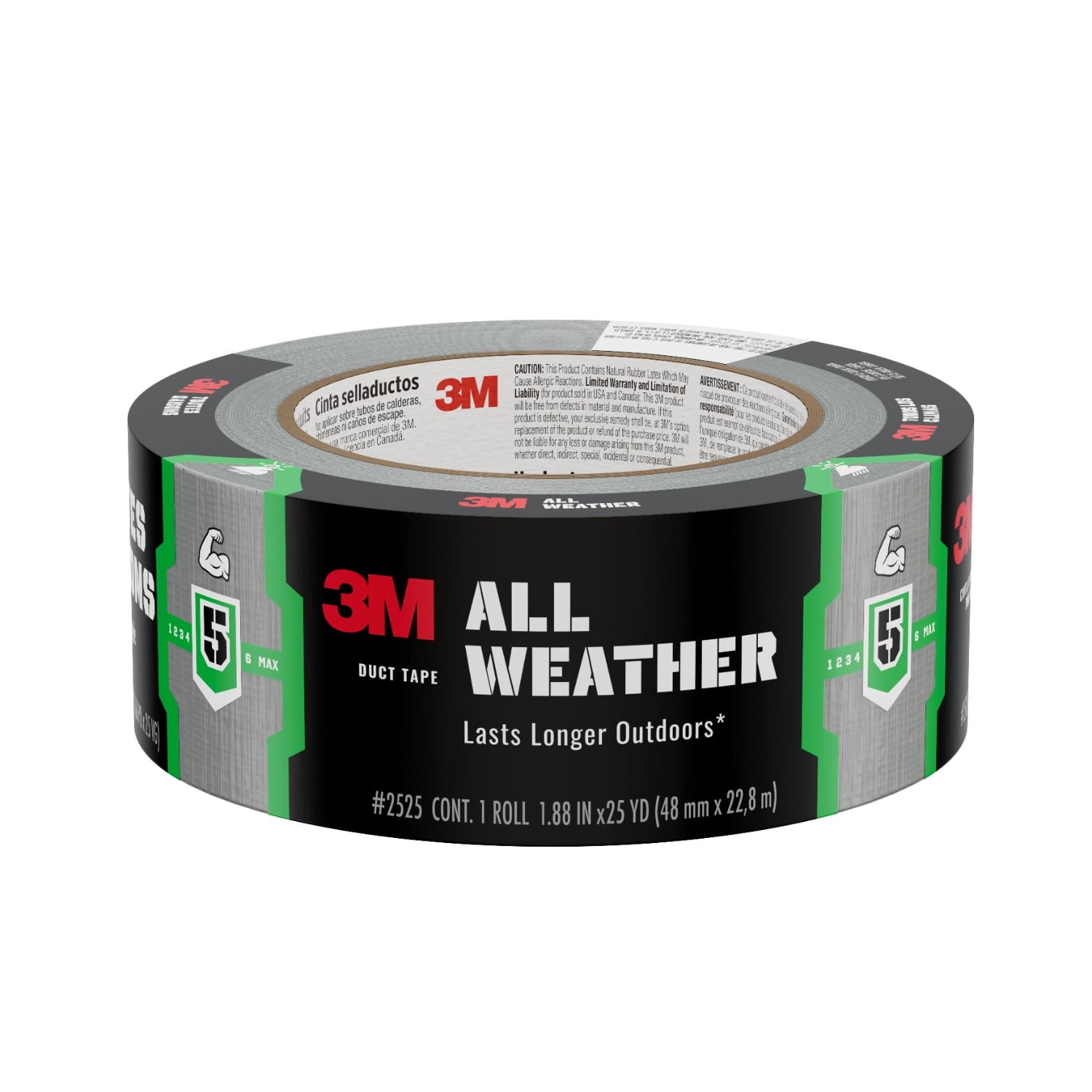 (8 pack) 3M All Weather Duct Tape, Black, Lasts Longer Outdoors, 1.88 in. x 25 yd., 1 Roll