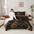 thumbnail image 4 of Manfei Orange Neon Light Full Size Comforter Sets, Geometric Minimalist Bedding Comforter Set, Black Reversible Bedding Sets, Microfiber Bedroom Decor 3 Pieces, 4 of 6