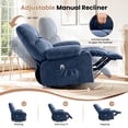 thumbnail image 5 of JMYMRY Swivel Rocker Recliner Chair with Vibration Massage and Heating, Cup Holders and Side Pockets, Adjustable Lounge Chair for Living Room, Blue, 5 of 8