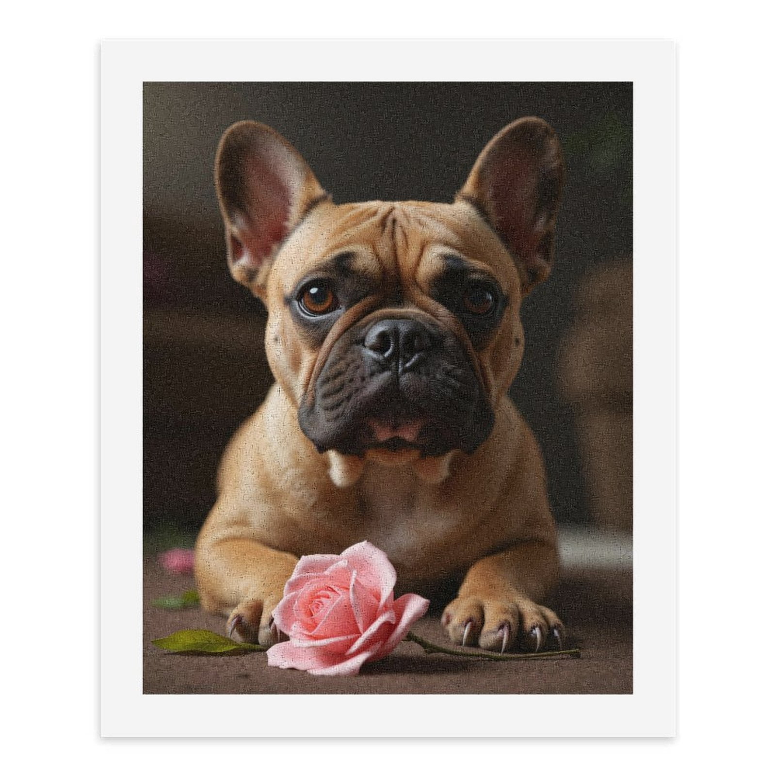 Paint by Numbers Kit for Adults, French Bulldog Pink Rose Paint by Numbers, Easy Paint by Numbers Kit for Adults Beginner, DIY Adult Paint by Number Kits on Canvas, Home Decor