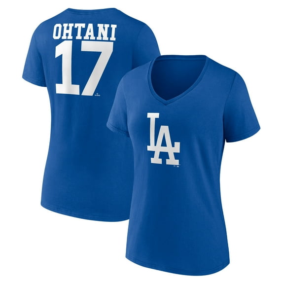 Women's Shohei Ohtani Royal Los Angeles Dodgers Player Name & Number V-Neck T-Shirt