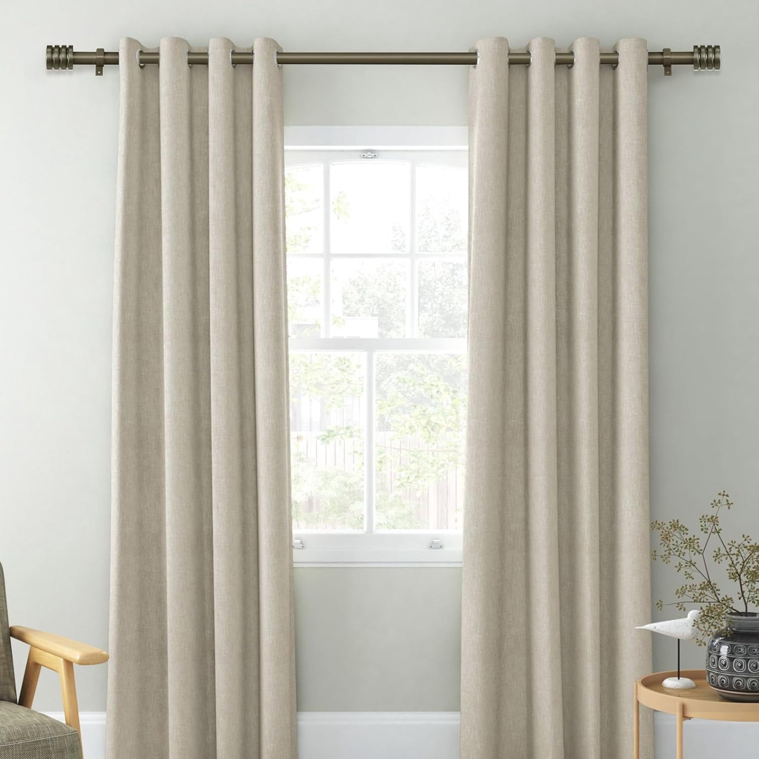 Urbanest Adjustable Single Curtain Rod Set Aspire Finials – 5/8-Inch Diameter, With Antique Gold Rod, 28–48 Inches
