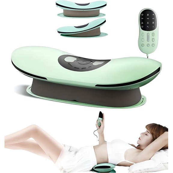 Back Therapy - Electric Heated Lumbar Massager for Waist Back Pain, 26° Oscillating Lumbar Traction Massager, Heating, Vibrating and Adjustable Back Stretcher (Green)