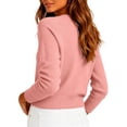 thumbnail image 4 of Dwellite Women Sweaters Knitted Cropped Crewneck Basic Trendy Fall Tops Cropped Sweater Winter Long Sleeve Dressy Top 2026 Pink L, 4 of 6