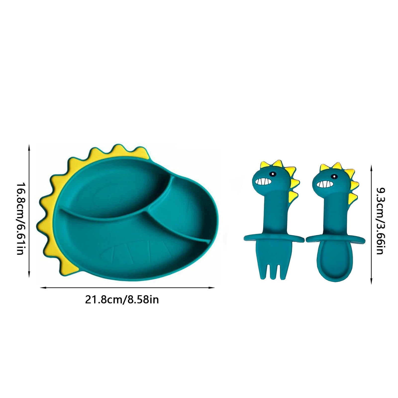 XKHHLH Silicone Divided Suction Plates for Baby, Baby Feeding Set, Spoons and Forks Set, BPA Free, Baby Led Weaning Supplies for Toddler Utensils