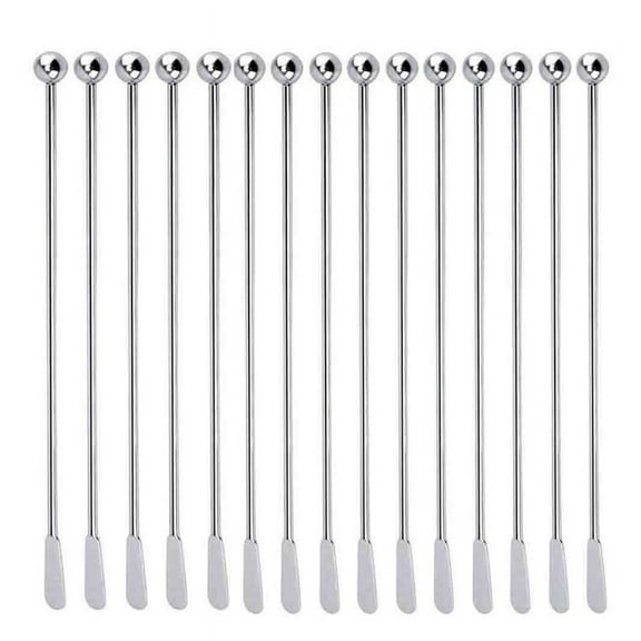 15 Pcs Reusable Swizzle Sticks Coffee Stirrers Beverage Stir Stainless Steel Cocktail with Small Rectangular Paddles