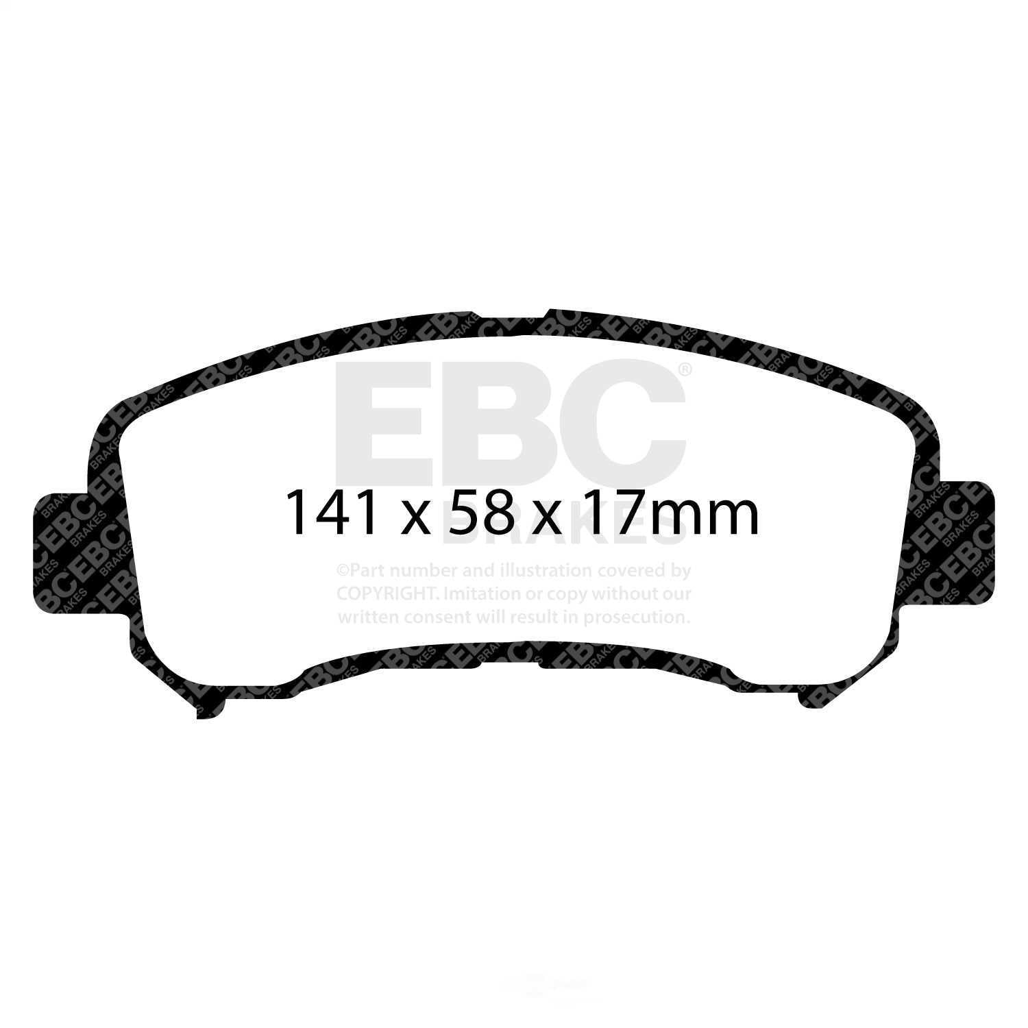 EBC Brakes Yellowstuff 4000 Series Street and Track Brake Pad Set Fits select: 2008-2020 NISSAN ROGUE, 2007-2013 NISSAN SENTRA