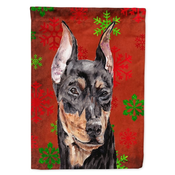 German Pinscher Red Snowflakes Holiday Garden Flag
