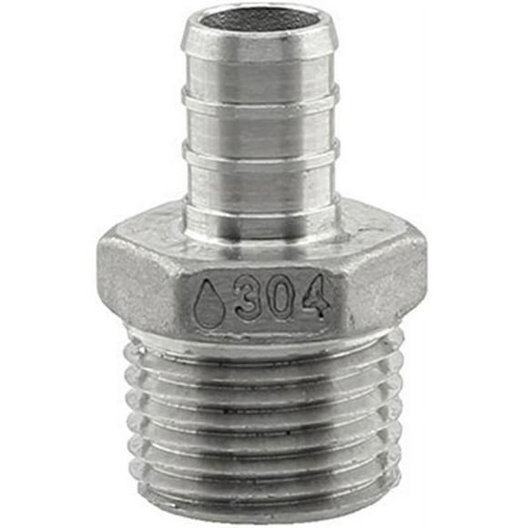 Adaptateur en acier inoxydable, 1/2 po PEX x 1/2 po MPT