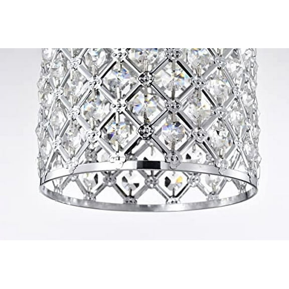 Edvivi Marya 1-Light Chrome Round Beaded Drum Pendant with Crystals | Glam Lighting