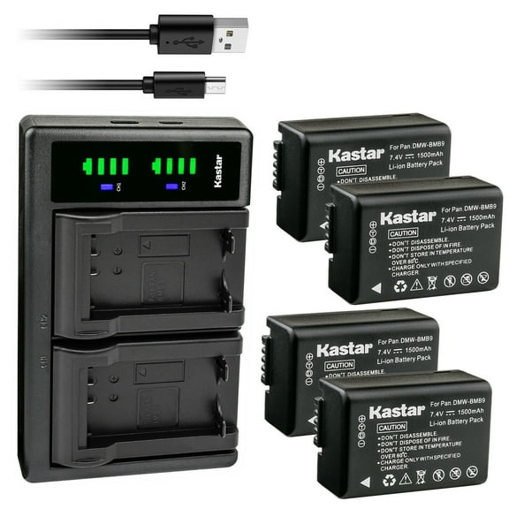 Kastar 4-Pack DMW-BMB9 Battery and LTD2 USB Charger Compatible with Panasonic Lumix DMC-FZ70, Lumix DMC-FZ72, Lumix DMC-FZ100, Lumix DMC-FZ150, Lumix DC-FZ80, Lumix DC-FZ85 Camera