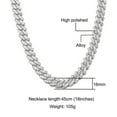 thumbnail image 4 of FEEL STYLE Male Square Zircon Cuban Chain Necklaces for Men Women Hip Hop Jewelry 16MM 18inch, 4 of 5