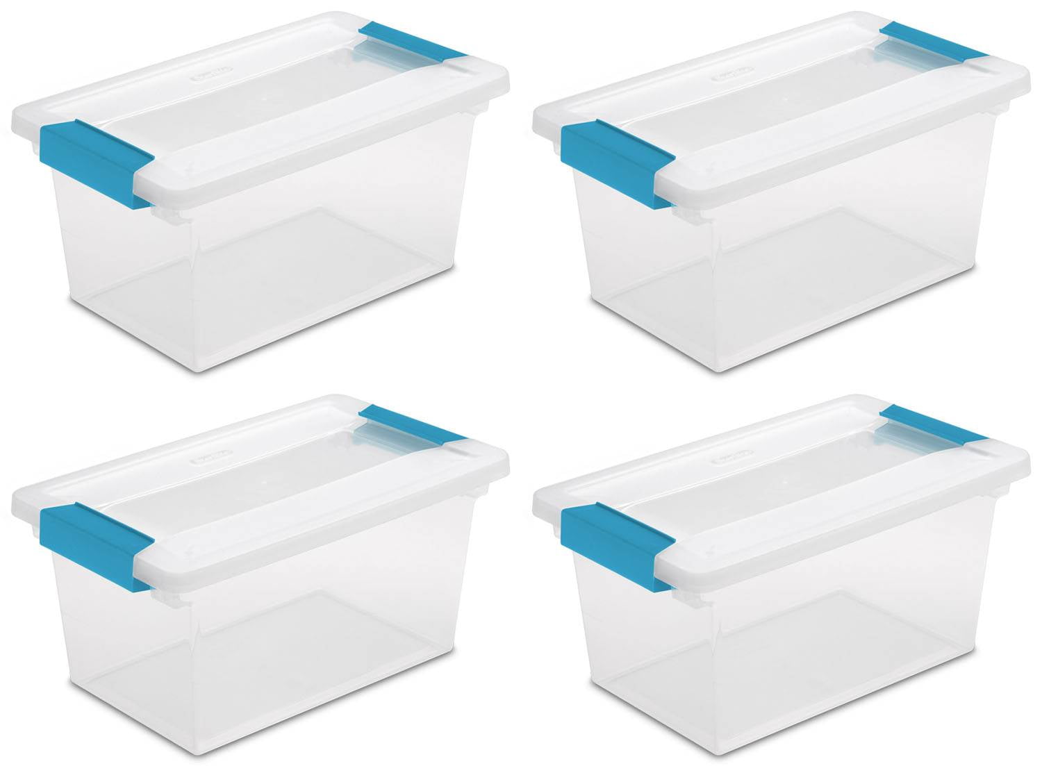 4 Pack) Sterilite 19628604 Medium Clip Box Clear Storage Tote Container