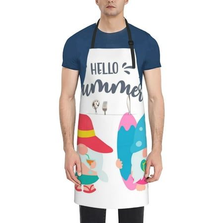 

Picia Gnomes Summer Waterproof Apron for Unisex Adult - Adjustable Bib Apron with Pockets Ideal for Cooking Gardening Painting and Household Chores