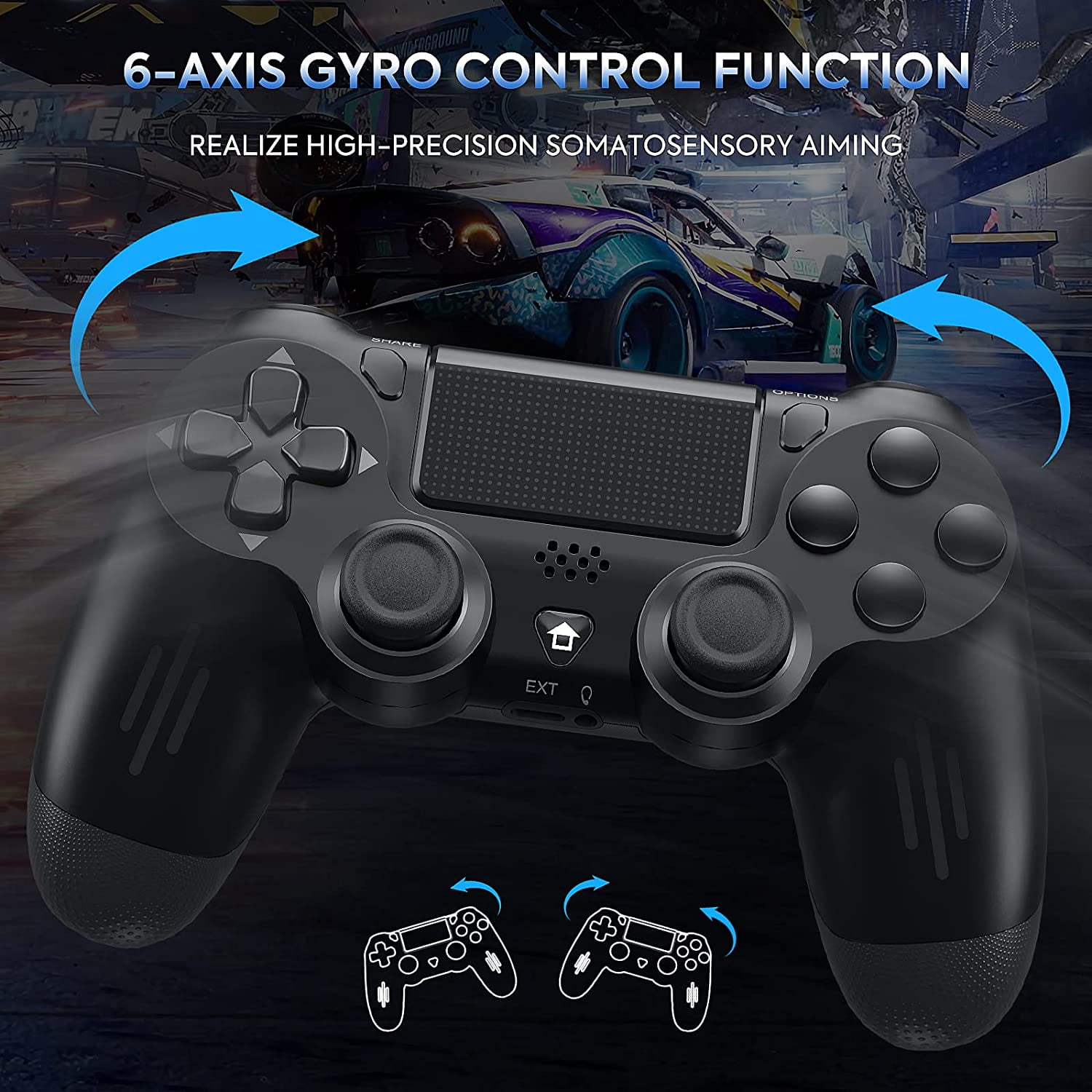 Hall Sensor Trigger Dual Vibration Game Controller Remote Gamepad Joystick for Playstation 4 Console ASUSPORACE Wireless Controller for PS4 Slim/Pro/PC 