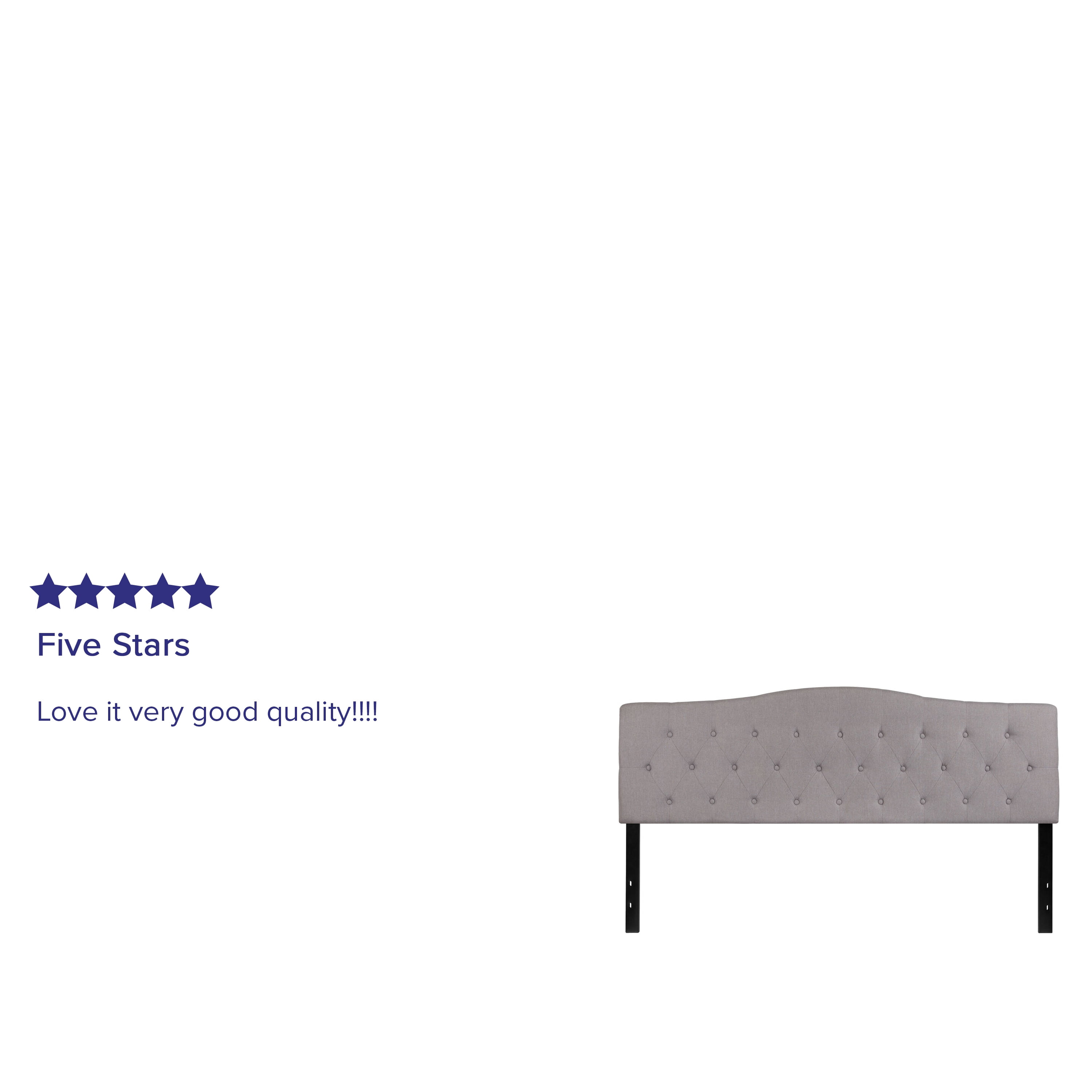 Emma + Oliver Arched Button Tufted King Size Headboard in Light Gray Fabric