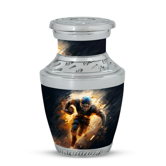 Dynamic American Football Player in Action Sleek Mini Urn for Cherishing Memories - Compact Design for Adult Ashes Funeral Urns For Human Ashes - Memorial Urns 3 Inch, 1 Pc