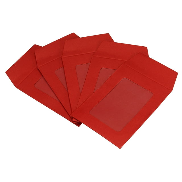 Unique Bargains 3 Pieds' Enveloppes de Fenêtre Transparentes Simple Face pour Photos, Rouge Lot de 10