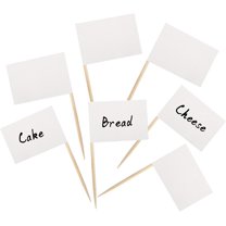 100 Pcs Blank White Flag Toothpick Flags,Small Toothpick Mini Stick Cupcake Toppers,DIY Picks Party Decoration Celebration Cocktail Picks for Party Bar Sport Events.
