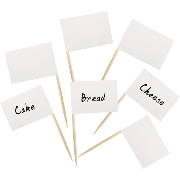 100 Pcs Blank White Flag Toothpick Flags,Small Toothpick Mini Stick Cupcake Toppers,DIY Picks Party Decoration Celebration Cocktail Picks for Party Bar Sport Events.