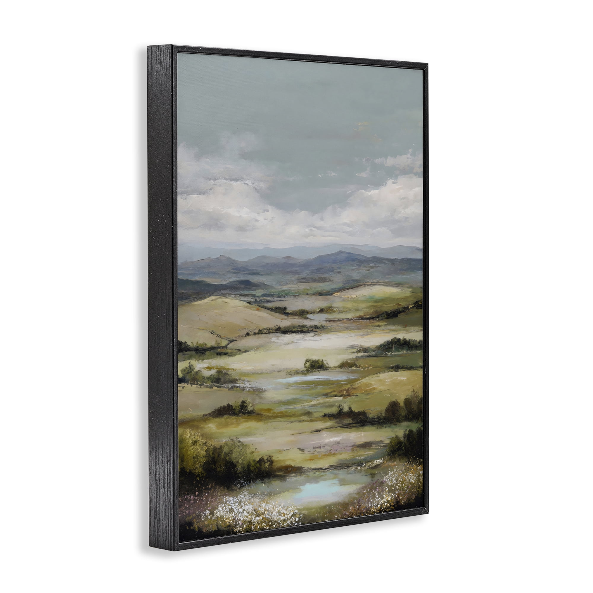 Stupell Industries Rolling Mountain Meadows Black Framed Giclee Art, design by Petal Prints Design