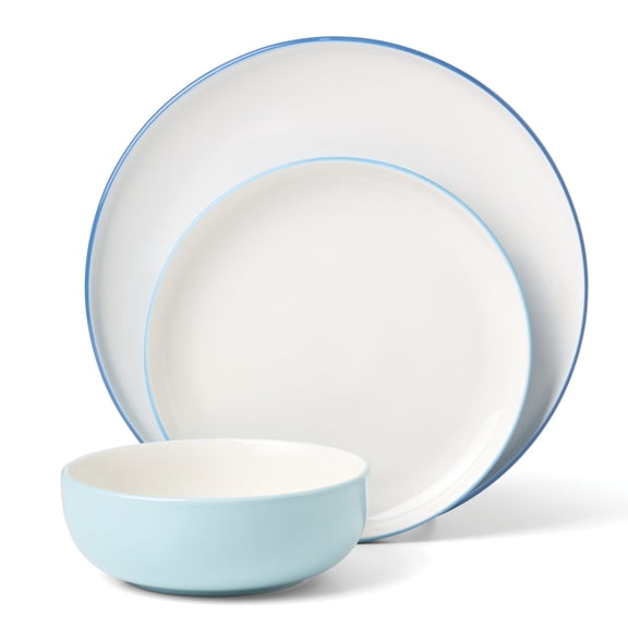 Oneida 24 Seven Colors Turquoise 12-Piece Blue Porcelain Tableware Set (Service for 4)