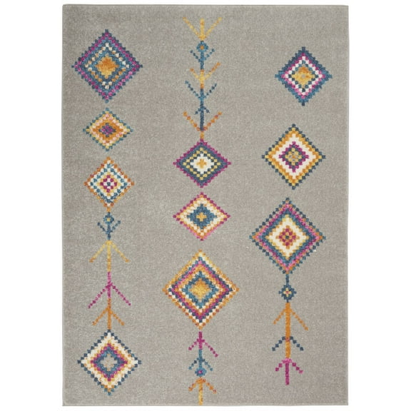 5â€™ x 7â€™ Gray and Multicolor Geometric Area Rug