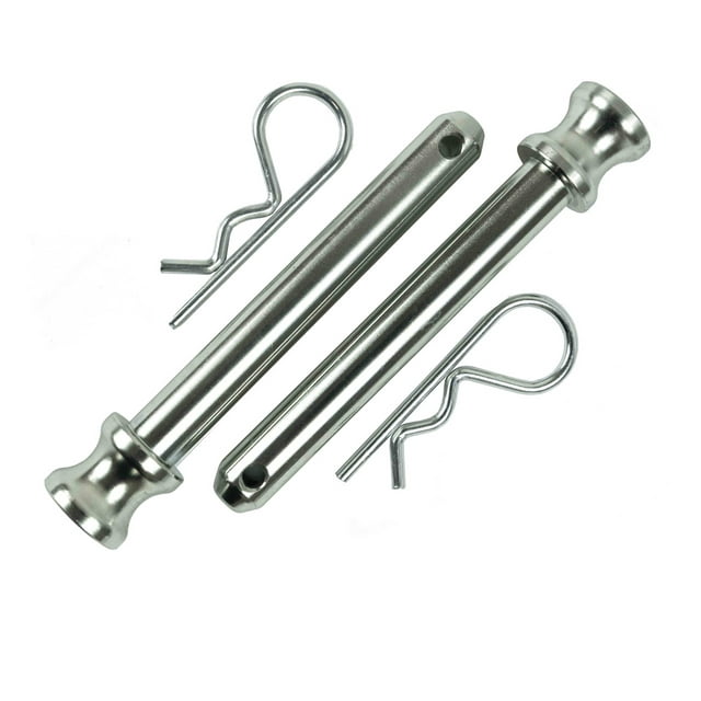 Bulletproof Hitches Trailer Hitch Pin CRP Fits 2 Inch Ball Mounts; Replacement For Ball To Track Holes; 5/8 Inch Diameter; Non-Locking; With Clips; Set Of 2