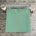 thumbnail image 3 of Ambesonne Teal and White Quilted Bedspread Set 3 Pcs, Floral Moroccan, Queen Size, Multicolor, 3 of 3
