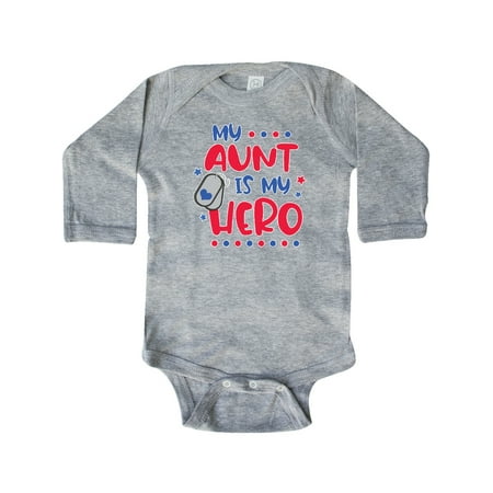 

Inktastic Memorial Day My Aunt is My Hero Gift Baby Boy or Baby Girl Long Sleeve Bodysuit