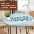 thumbnail image 3 of Summer Flip Flops Round Tablecloth 36-44 Inch Round Fitted Table Cloth with Elastic Edge, Starfish Gradient Blue Texture Waterproof Table Cover Protector for Outdoor Picnic Party Dining, 3 of 6