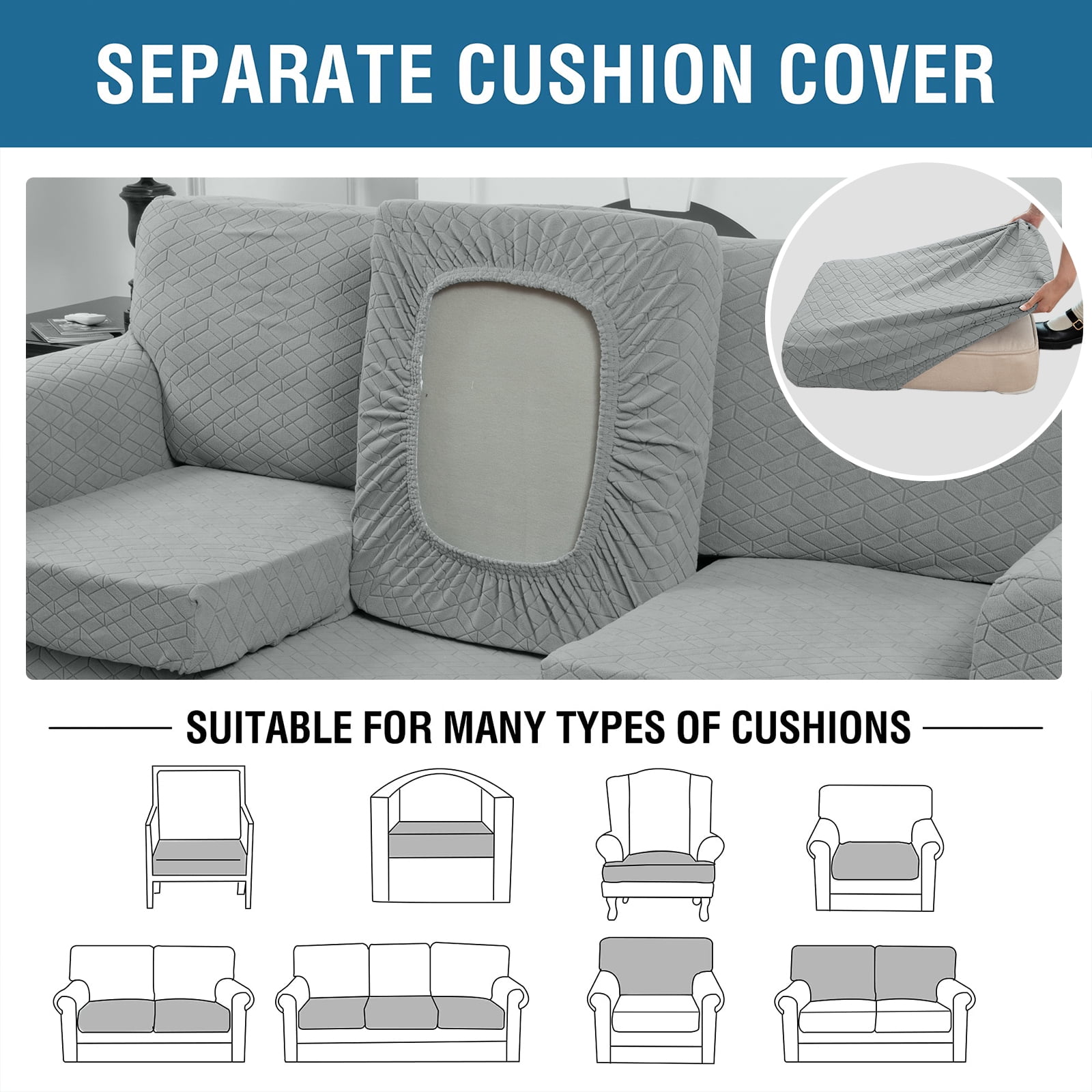 Sanmadrola 3 Piece Stretch Sofa Covers Couch Covers for 2 Cushion Couch Loveseat Covers Width Up to 72 Inch Feature Thick Soft Stay in Place