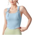 thumbnail image 2 of Summer Tank Tops For Women With Built In Bras Sleeveless Round-Neck Solid Casual Regulars Undershirt Tank Tops — Blue∣L, 2 of 8