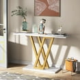 thumbnail image 5 of Moderen Faux Marble Console Table Hallway Table for Entryway, Gold & White, 5 of 7