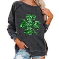 thumbnail image 2 of VgaVtl St. Paddy's Day Women Sweatshirt Long Sleeve Tops for Women Plus Size Loose Vacation Shamrock Casual Glitter Tops,Gray M, 2 of 5