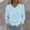 Blue, variant on Oplxuo Women's Eyelet Embroidery Fashion Tees, Long Sleeve Ruched V-Neck Casual Shirts Ruffle Hem Breathable Blouses