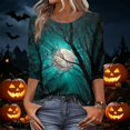 thumbnail image 4 of Womens Halloween Holiday Outfit Shirt,Halloween Scary Ghost Print Shirts Halloween Casual 3/4 Sleeve Crew Neck Tops For Women, 4 of 5