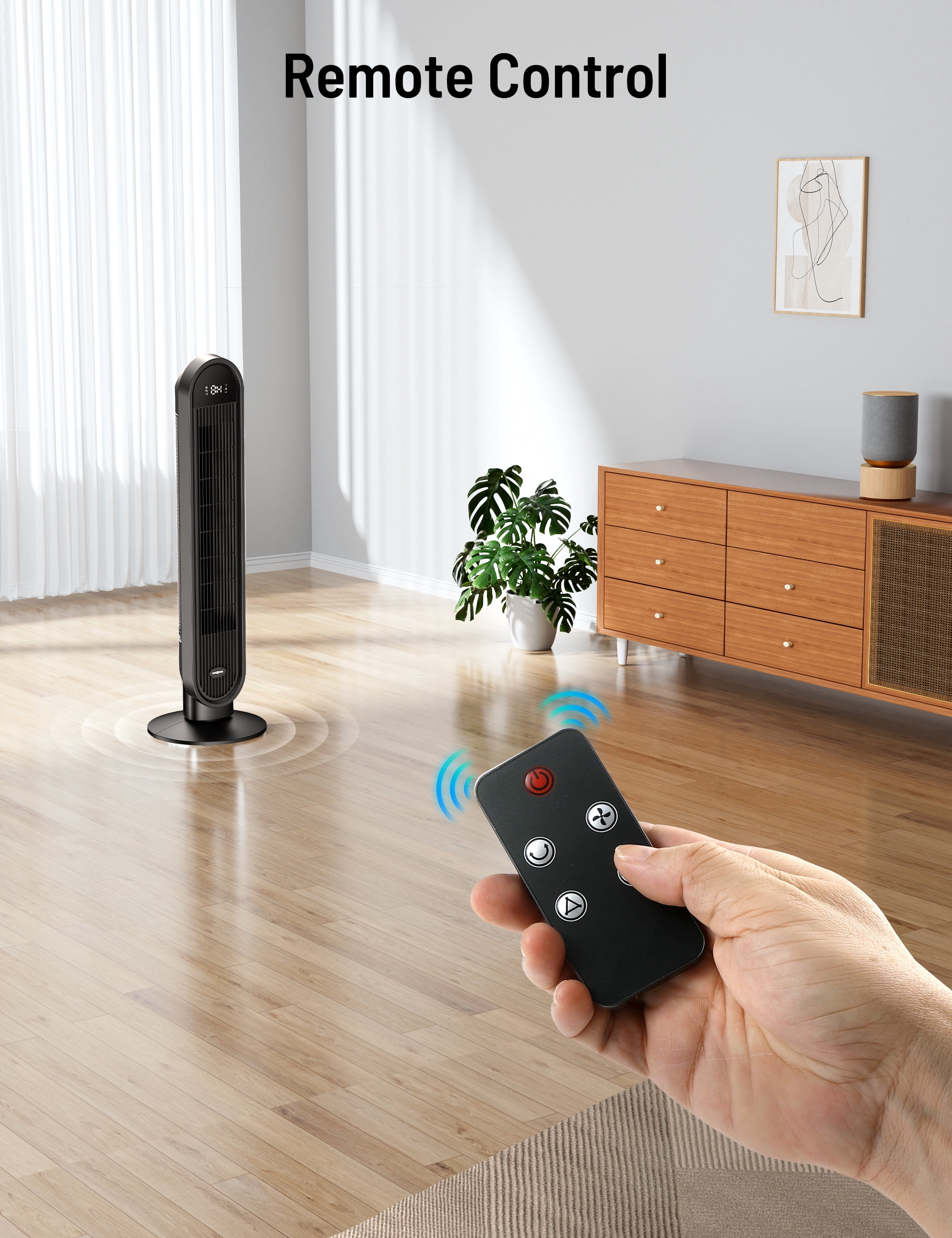 Tower Fan, 38” Oscillating Tower Fan with Remote, LED Display Cooling Tower Fan, Air Conditioner Bladeless Fan for Bedroom, Living Room, Offices & Kitchen