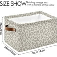 thumbnail image 3 of GZHJMY Light Leopard Print Foldable Canvas Storage Bin, Sturdy Fabric Storage Basket with Handles, Storage Cube Box for Organizing Shelf Nursery Toy Closet 1PCS#821, 3 of 7
