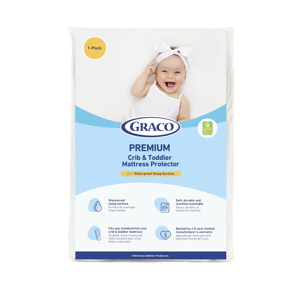 Graco Dual Comfort 6-Inch Foam Crib & Toddler Mattress and 1-Pack Mattress Protector Bundle