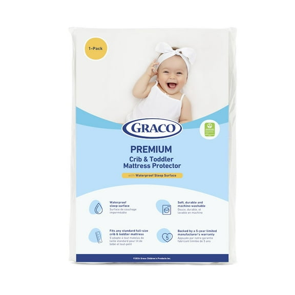 Graco Premium Waterproof Crib and Toddler Mattress Protector, 1 Pack